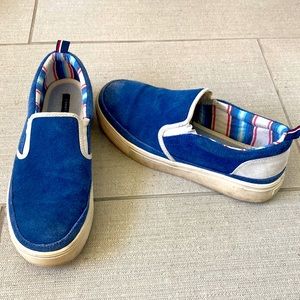 Tommy Hilfiger casual flat slip-one. Blue suede size 8 1/2